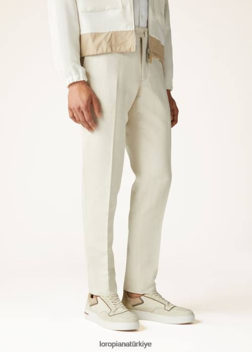 Loro Piana Giyim FZ0H1001 optik beyaz (1005) erkekler pantaflat ince pantolon
