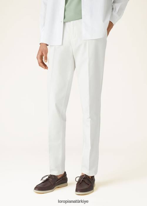 Loro Piana Giyim FZ0H971 optik beyaz (1005) erkekler pantaflat pantolon