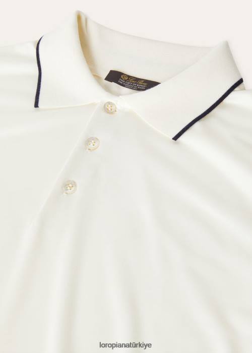 Loro Piana Giyim FZ0H1109 beyaz (1000) erkekler gök polo gömlek