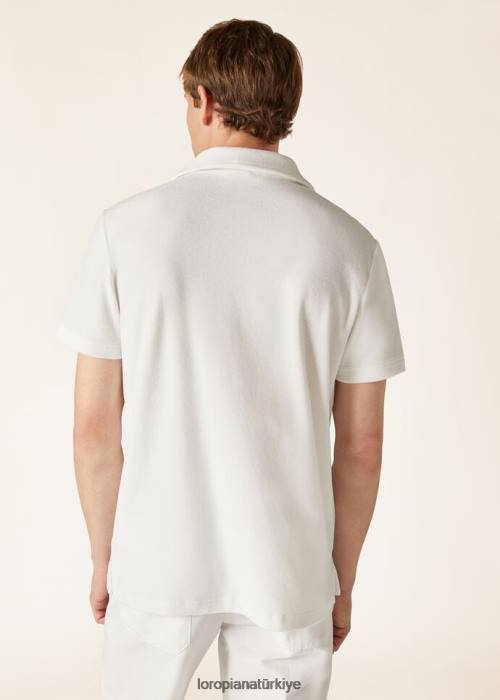 Loro Piana Giyim FZ0H1150 optik beyaz (1005) erkekler porto venere polo gömlek