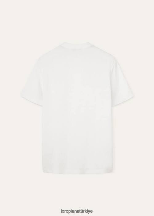Loro Piana Giyim FZ0H1152 optik beyaz (1005) erkekler huck dantel tişört
