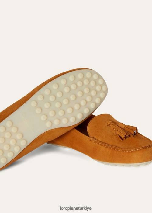 Loro Piana ayakkabı FZ0H659 kaju yağı (d846) kadınlar nokta taban loafer'lar