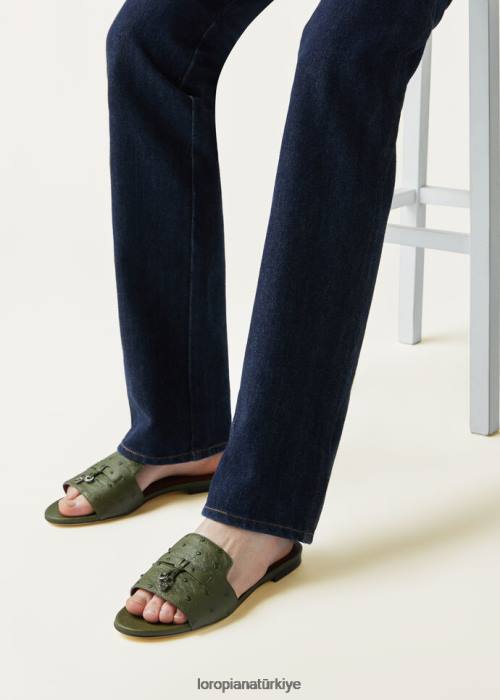 Loro Piana ayakkabı FZ0H738 koyu liken yeşili (50om) kadınlar yaz takılar sandalet