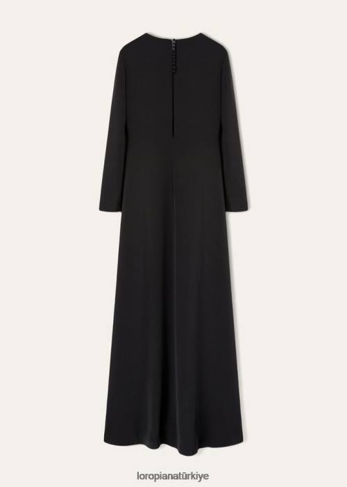 Loro Piana Giyim FZ0H254 siyah (8000) kadınlar melekotu elbise